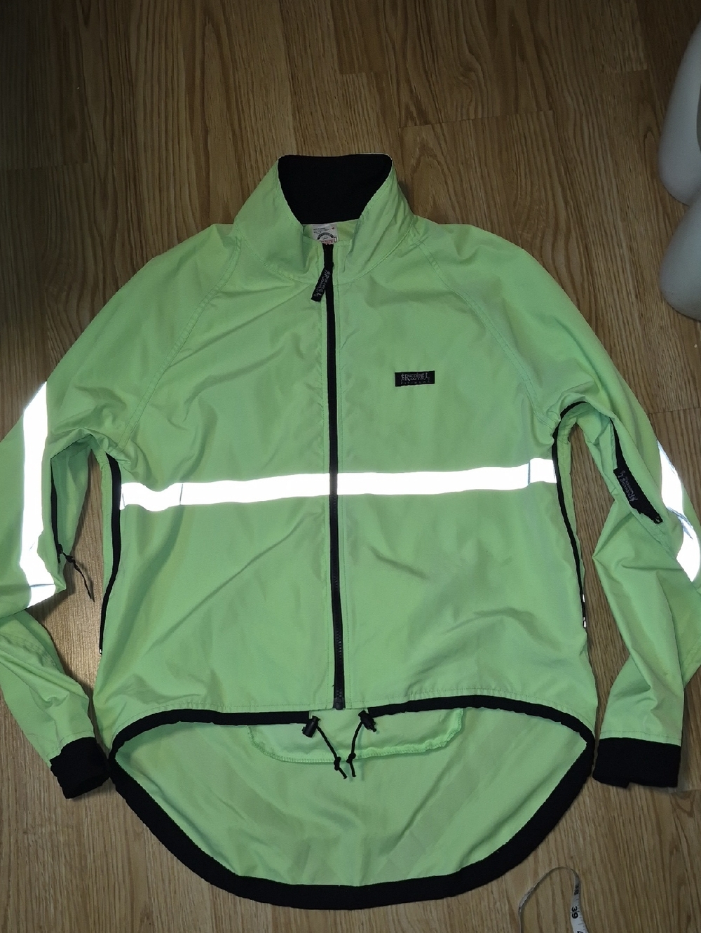 Running Room Lime Green and Black Reflective Running Jacket..size M